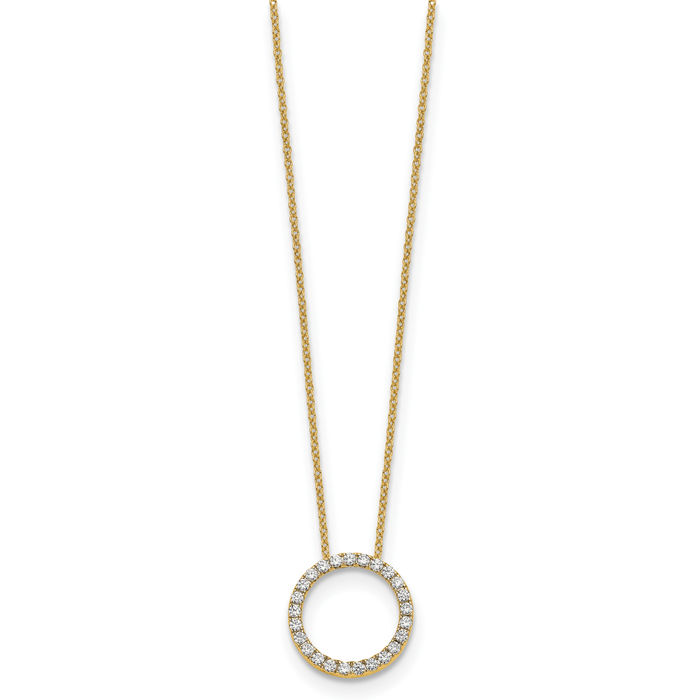 14K Solid Yellow Gold Lab Diamond Eternity Pendant Geometric Necklace