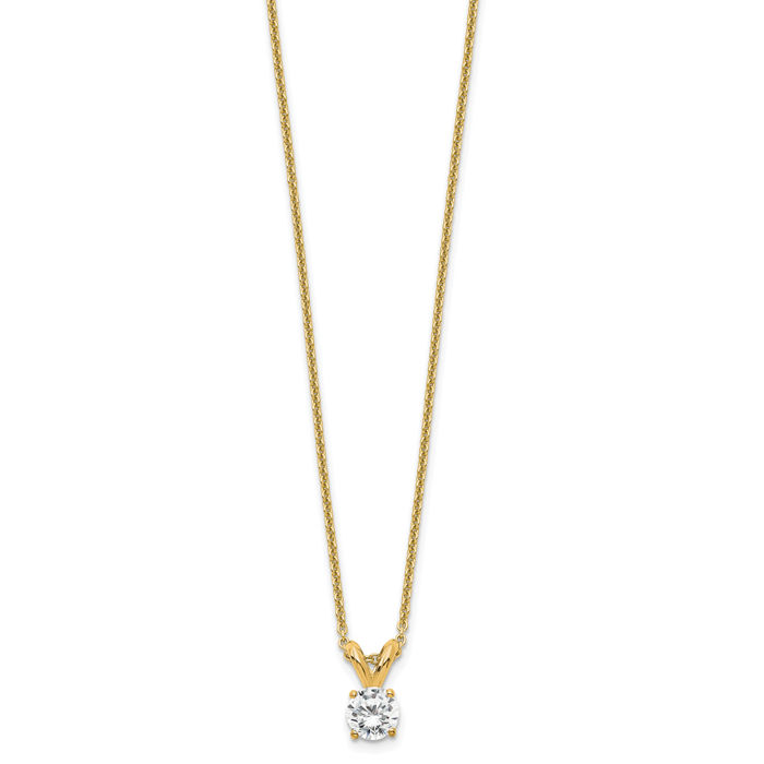 14K Solid Yellow Gold Round Lab Diamond Solitaire Necklace Chain Pendant Charm