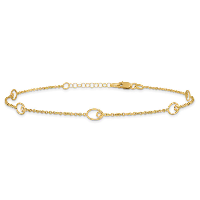 14K Solid Yellow Gold Anklet Summer Beach Foot Ankle Bracelet