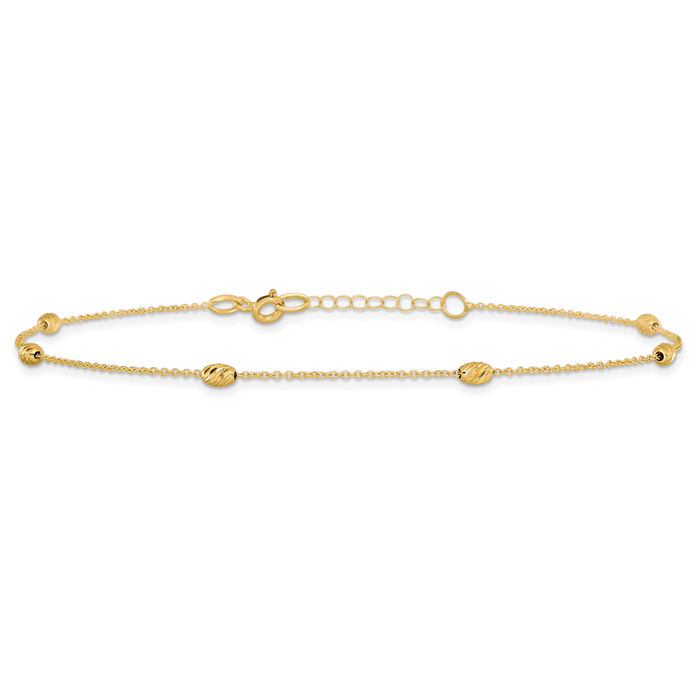 14K Solid Yellow Gold Anklet Summer Beach Foot Ankle Bracelet