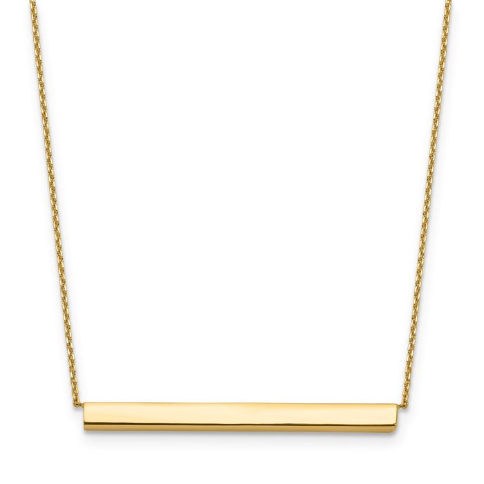 14K Solid Yellow Gold Bar Chain Necklace