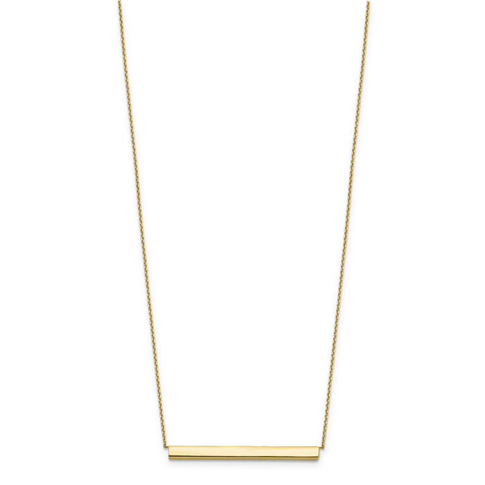 14K Solid Yellow Gold Bar Chain Necklace