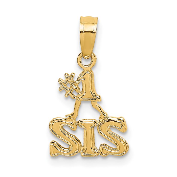 14K Solid vente en gros Yellow Gold Best Sis Necklace