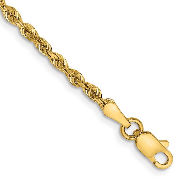 10K Solid Yellow Gold 2.75mm Quadruple Rope Chain Bracelet