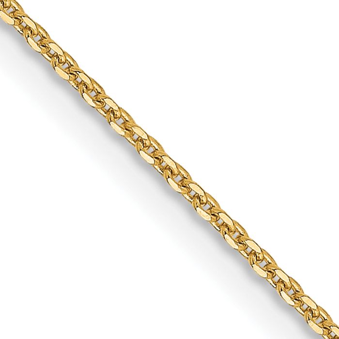 14K Solid Yellow Gold 1mm Cable Rolo Link Chain Belcher Necklace