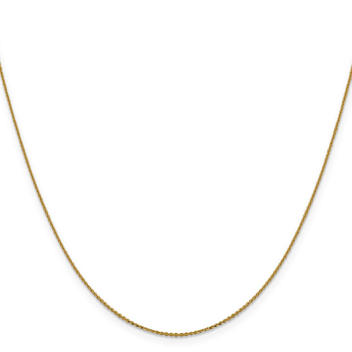 14K Solid Yellow Gold 1mm Cable Rolo Link Chain Belcher Necklace