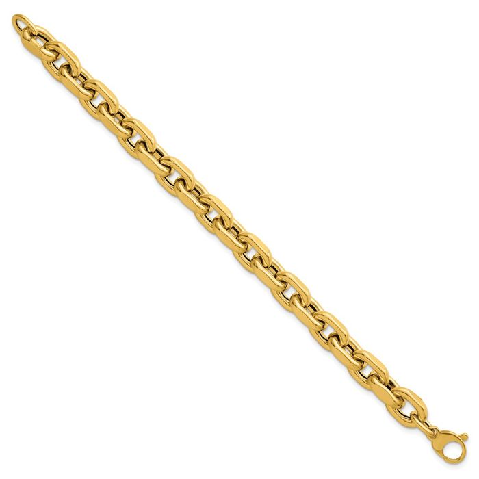 14K Solid Yellow Gold 10.5mm Link Chain Bracelet