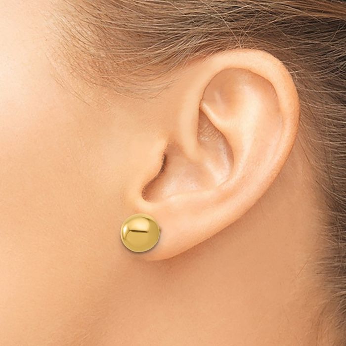 24K Solid Yellow Gold 6mm Classic Ball Stud Earrings