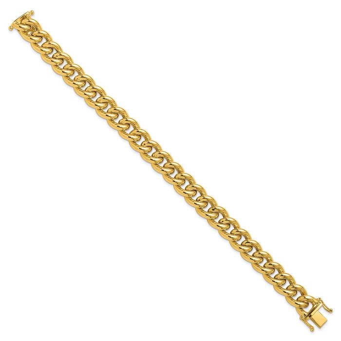 14K Solid Yellow Gold 10mm Curb Link Chain Bracelet