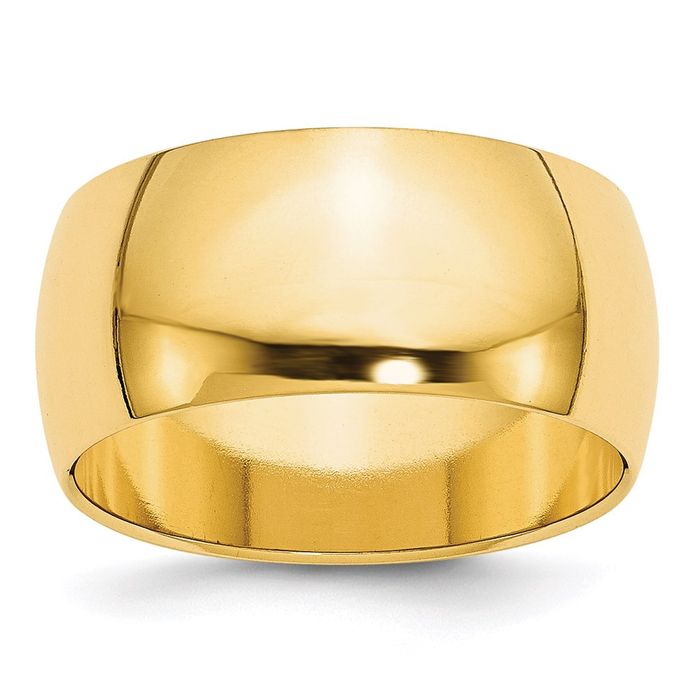 14K Solid Yellow Gold 10mm Half Round Classic Wedding Ring - Picture 7 of 132