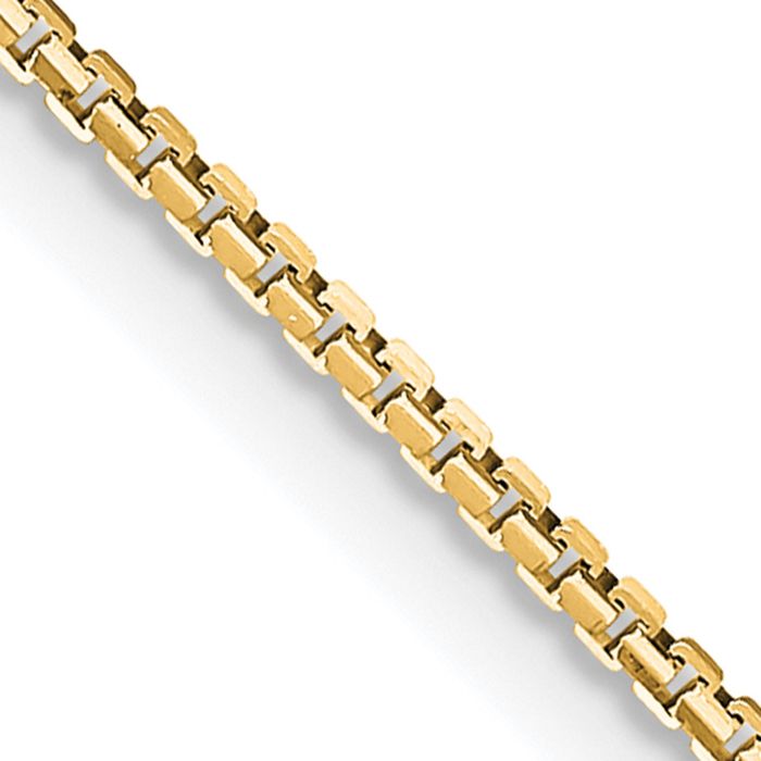 14K Solid Yellow Gold 1.10mm Concave Box Link Chain Necklace