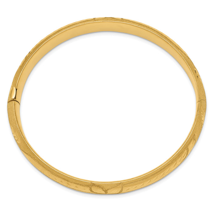 14K Solid Yellow Gold 11.11mm Oversize Florentine Bangle Bracelet