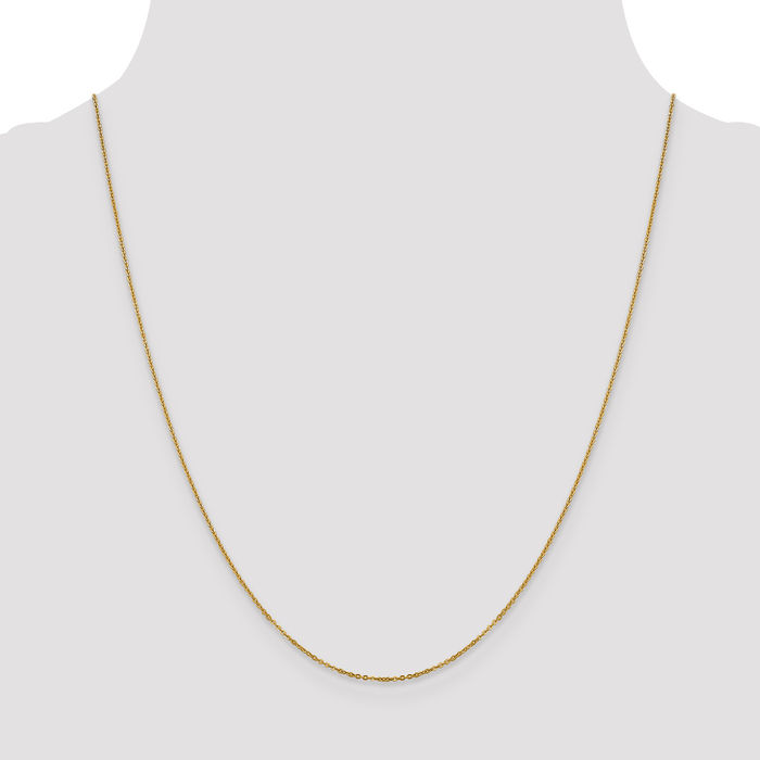 14K Solid Yellow Gold 1.1mm Cable Rolo Link Chain Belcher Necklace