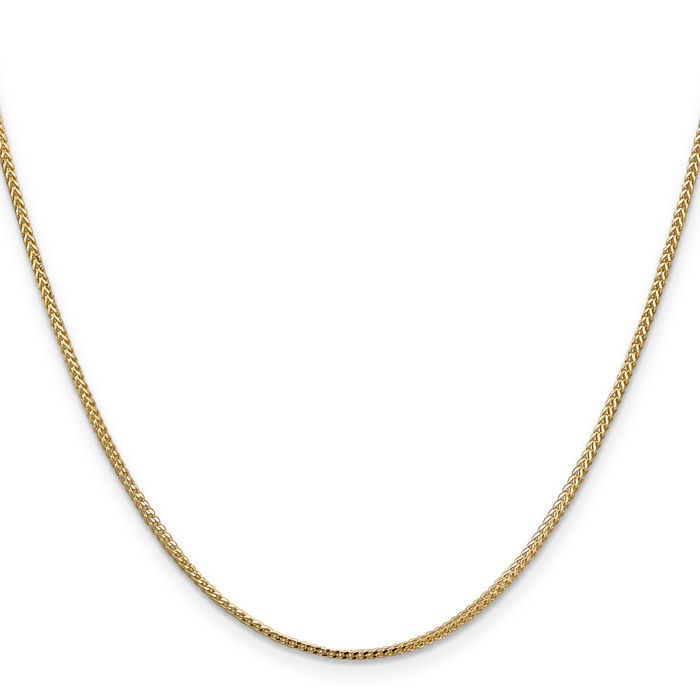 14K Solid Yellow Gold 1.1mm Franco Link Chain Necklace