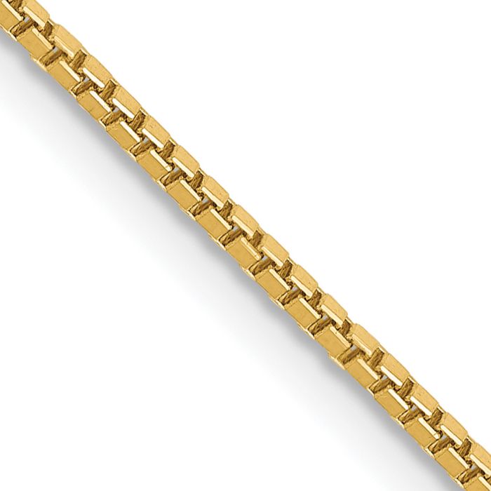 14K Solid Yellow Gold 1.1mm Box Link Chain Necklace