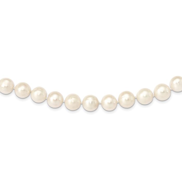 14K Solid Yellow Gold 11mm White Near Round Freshwater Cultured Pearl Necklace Chain