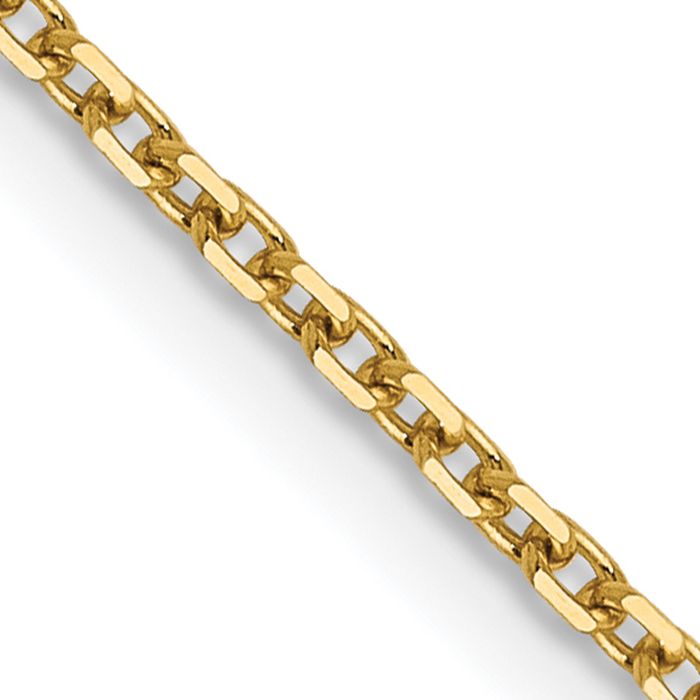 14K Solid Yellow Gold 1.25mm Cable Rolo Link Chain Belcher Necklace