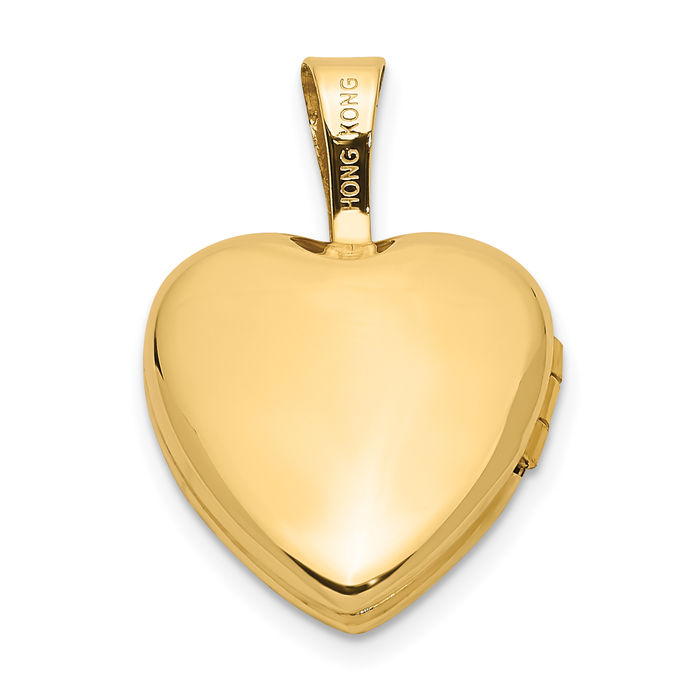 14K Solid Yellow Gold Diamond Heart Locket Necklace - Picture 19 of 25