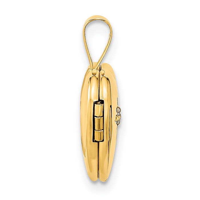 14K Solid Yellow Gold Diamond Heart Locket Necklace - Picture 17 of 25