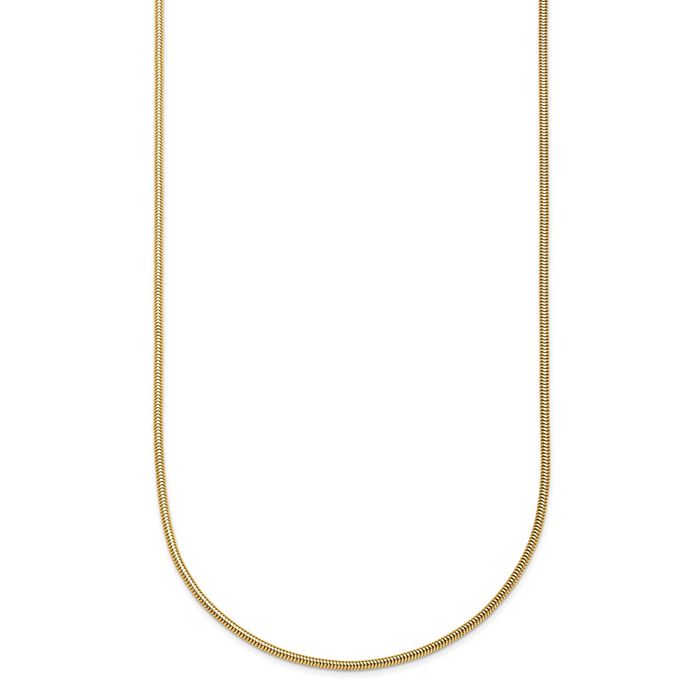 14K Solid Yellow Gold 1.2mm Cubetto Omega Snake Chain Herringbone Necklace