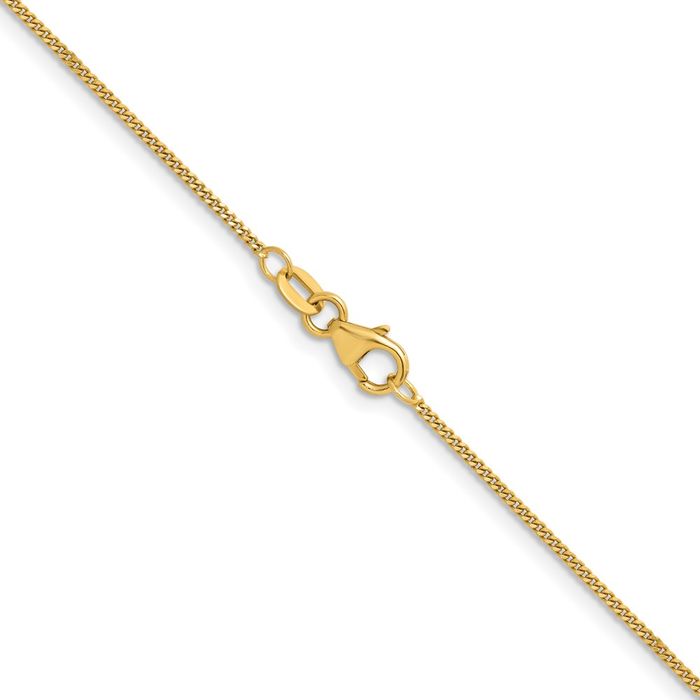 14K Solid Yellow Gold 1.2mm Curb Link Chain Necklace