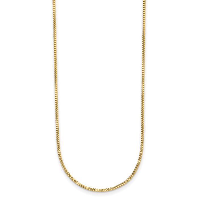 14K Solid Yellow Gold 1.2mm Curb Link Chain Necklace