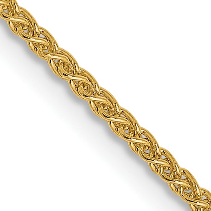 14K Solid Yellow Gold 1.2mm Spiga Wheat Link Chain Necklace