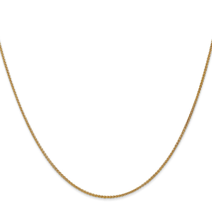 14K Solid Yellow Gold 1.2mm Spiga Wheat Link Chain Necklace