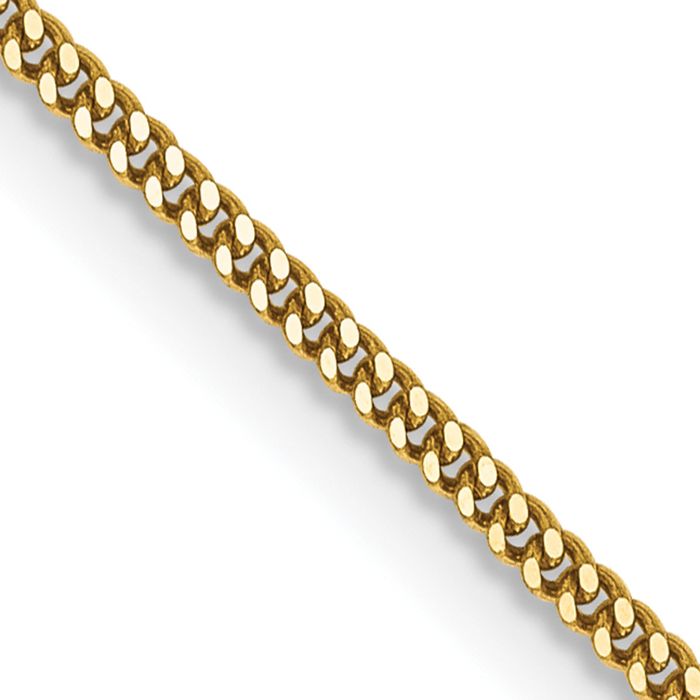 14K Solid Yellow Gold 1.4mm Curb Link Chain Necklace