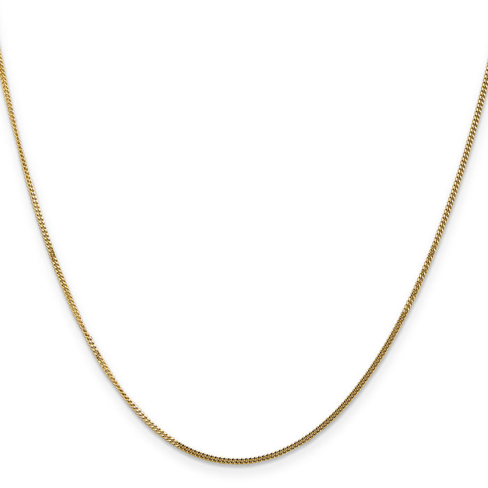 14K Solid Yellow Gold 0.9mm Curb Link Chain Necklace