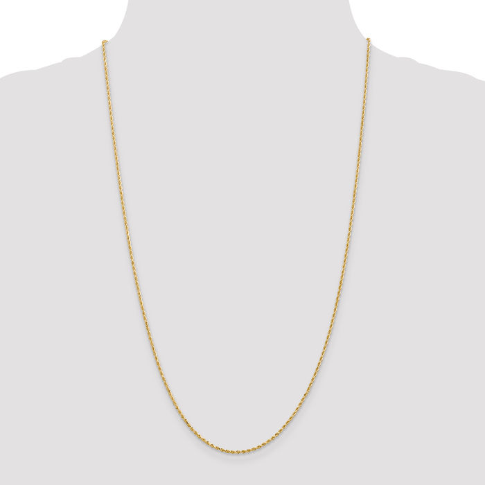 14K Solid Yellow Gold 1.3mm Rope Chain Twisted Link Necklace