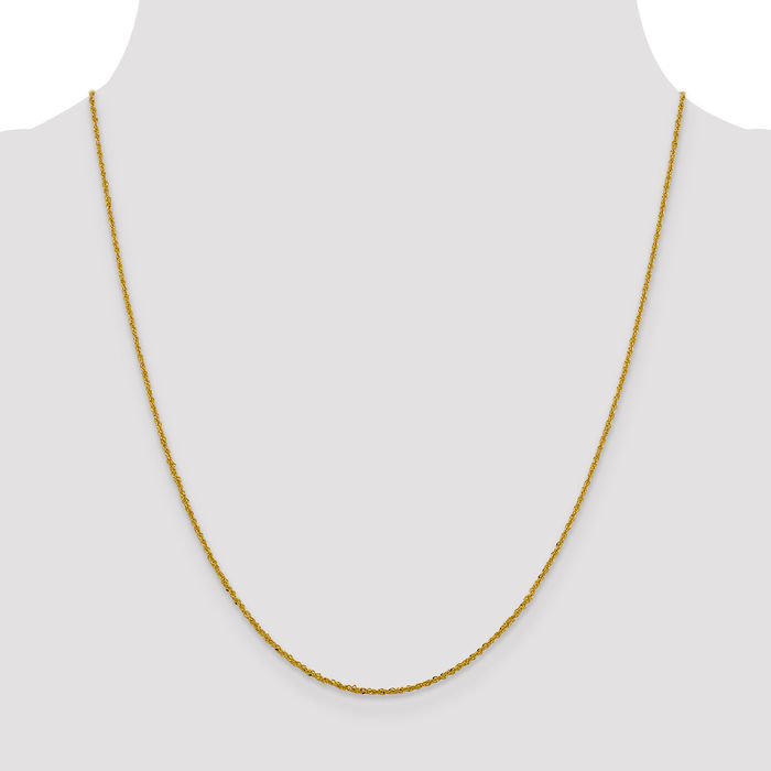 14K Solid Yellow Gold 1.3mm Sparkle Singapore Chain Necklace