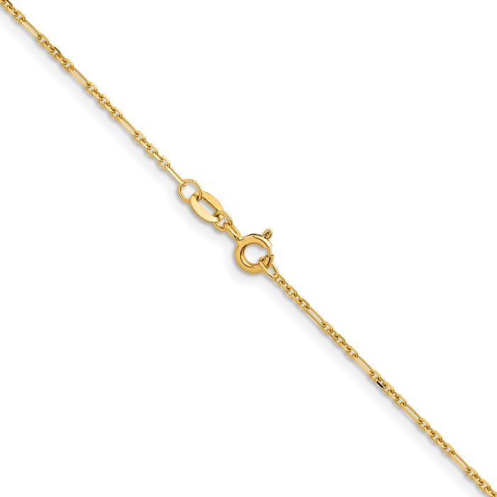 14K Solid Yellow Gold 1.4mm Figaro Link Chain Necklace