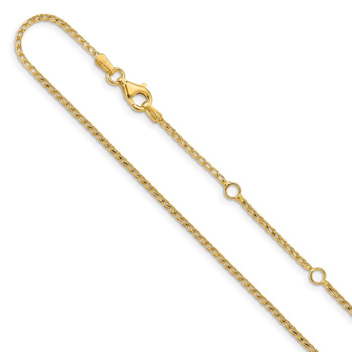 14K Solid Yellow Gold 1.4mm Franco Adjustable Chain Necklace