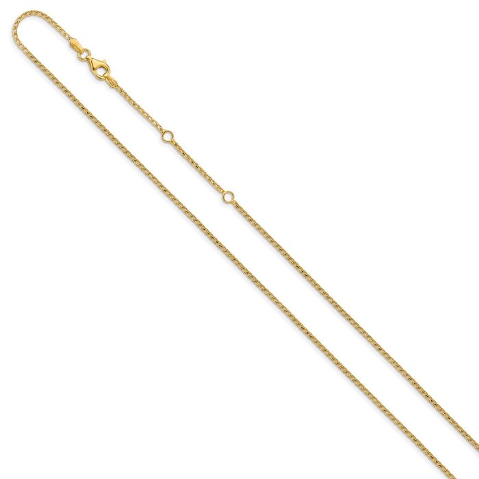 14K Solid Yellow Gold 1.4mm Franco Adjustable Chain Necklace