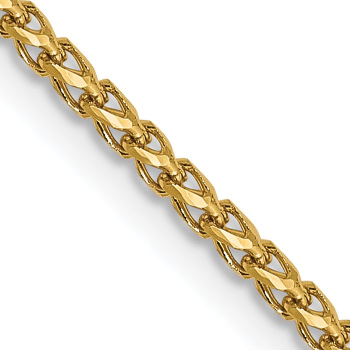 14K Solid Yellow Gold 1.4mm Franco Link Chain Necklace