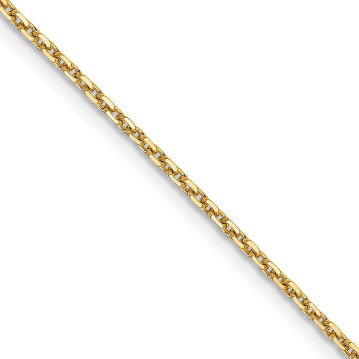 14K Solid Yellow Gold 1.4mm Cable Rolo Link Chain Belcher Necklace