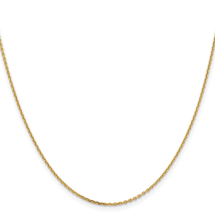 14K Solid Yellow Gold 1.4mm Cable Rolo Link Chain Belcher Necklace