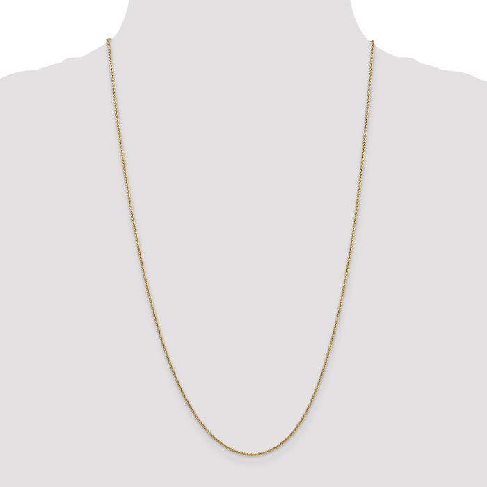 14K Solid Yellow Gold 1.4mm Round Cable Rolo Link Chain Belcher Necklace