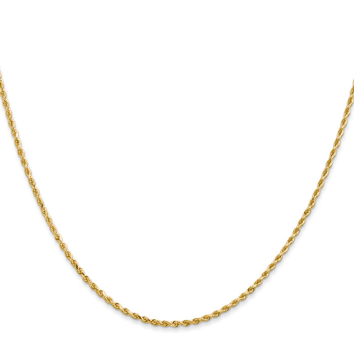 14K Solid Yellow Gold 1.5mm Rope Chain Twisted Link Necklace