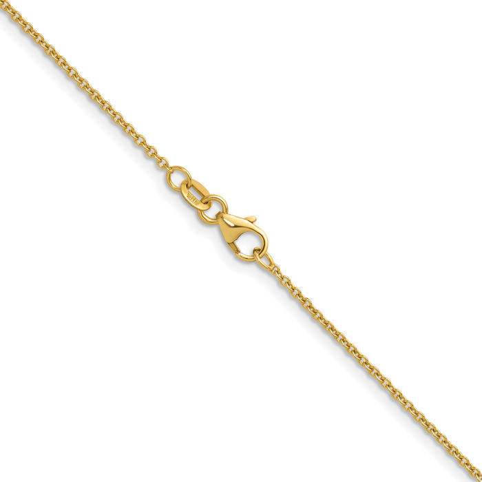 14K Solid Yellow Gold 1.5mm Cable Rolo Link Chain Belcher Necklace