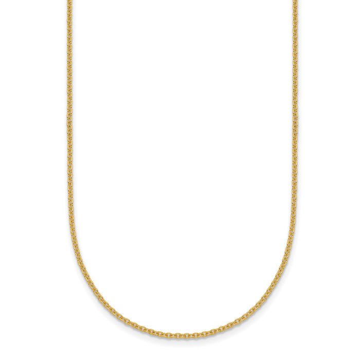 14K Solid Yellow Gold 1.5mm Cable Rolo Link Chain Belcher Necklace