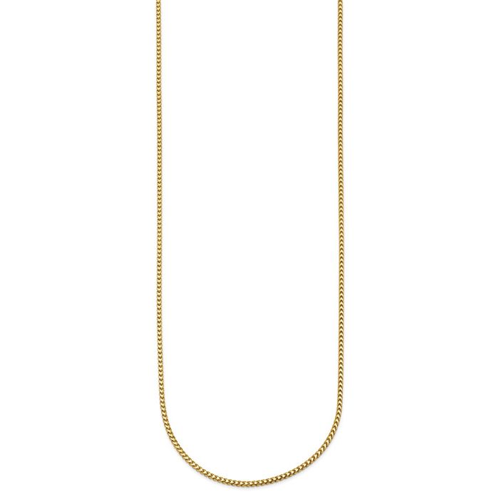 14K Solid Yellow Gold 1.5mm Franco Link Chain Necklace