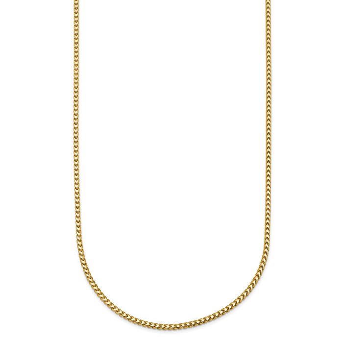 14K Solid Yellow Gold 1.5mm Franco Link Chain Necklace