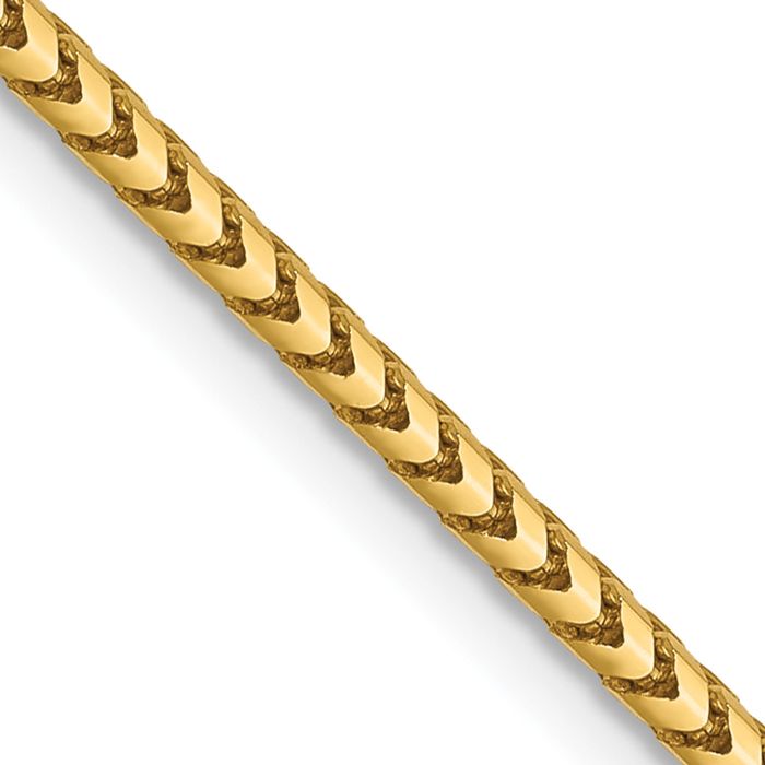 14K Solid Yellow Gold 1.5mm Franco Link Chain Necklace