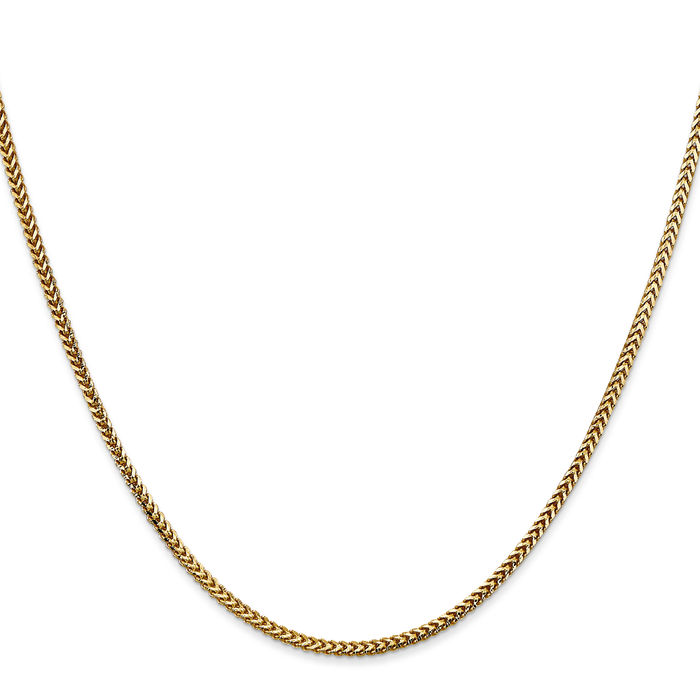 14K Solid Yellow Gold 1.5mm Franco Link Chain Necklace