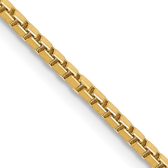 14K Solid Yellow Gold 1.5mm Box Link Chain Necklace