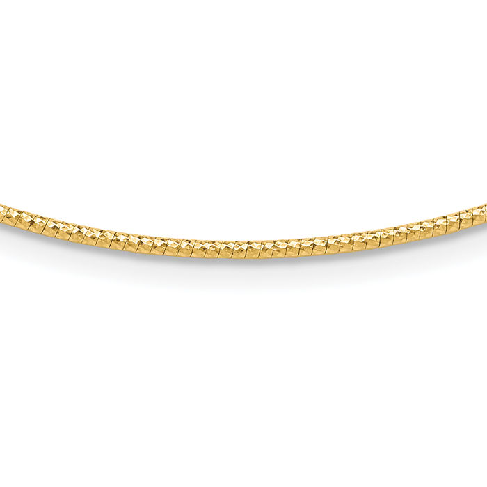 14K Solid Yellow Gold 1.5mm Neck Collar Neckwire Chain Cuff Choker Necklace