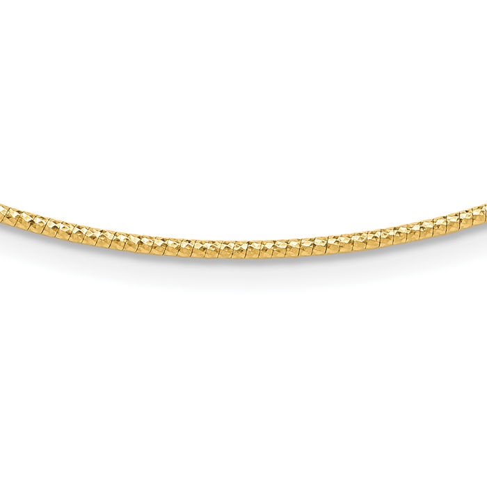 14K Solid Yellow Gold 1.5mm Neck Collar Neckwire Chain Cuff Choker Necklace