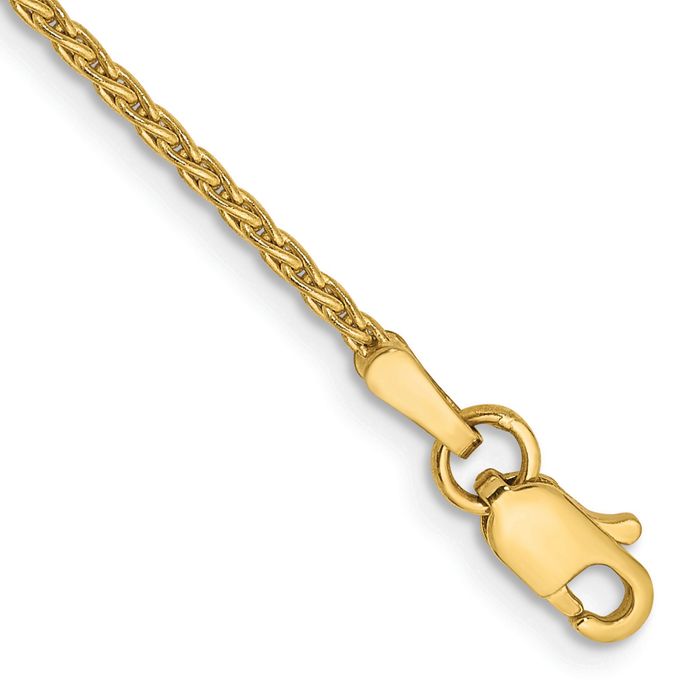 14K Solid Yellow Gold 1.5mm Parisian Spiga Wheat Link Chain Bracelet